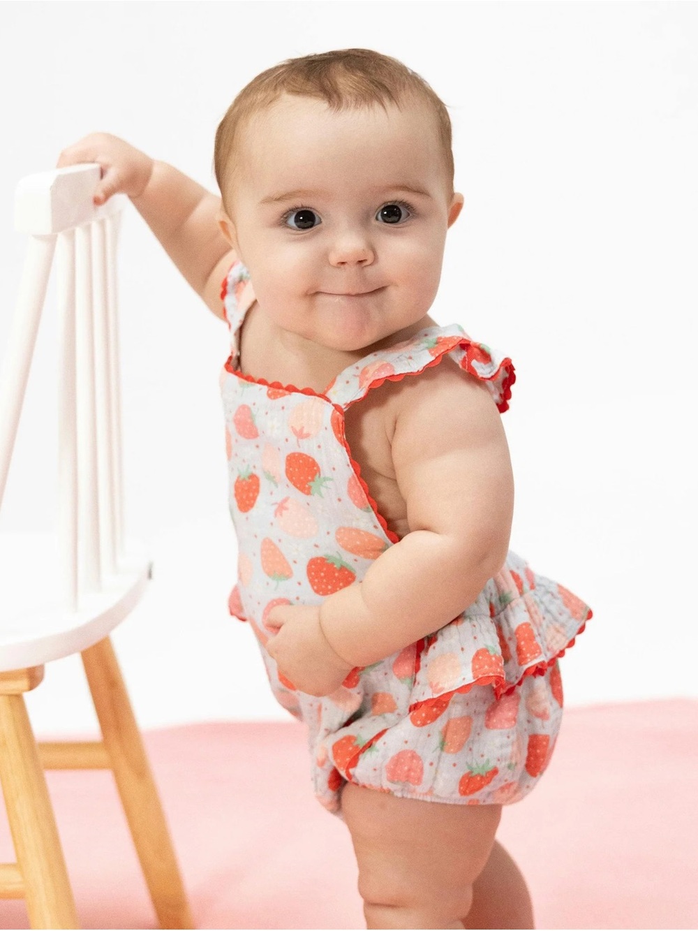Strawberry Bliss Ric Rac Ruffle Sunsuit by Angel Dear - Picture 3 of 3